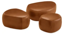 Asher Ottoman Leather Ensemble - Set Of Three