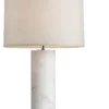 Ionic Table Lamp With White Marble Base And Grey Shade