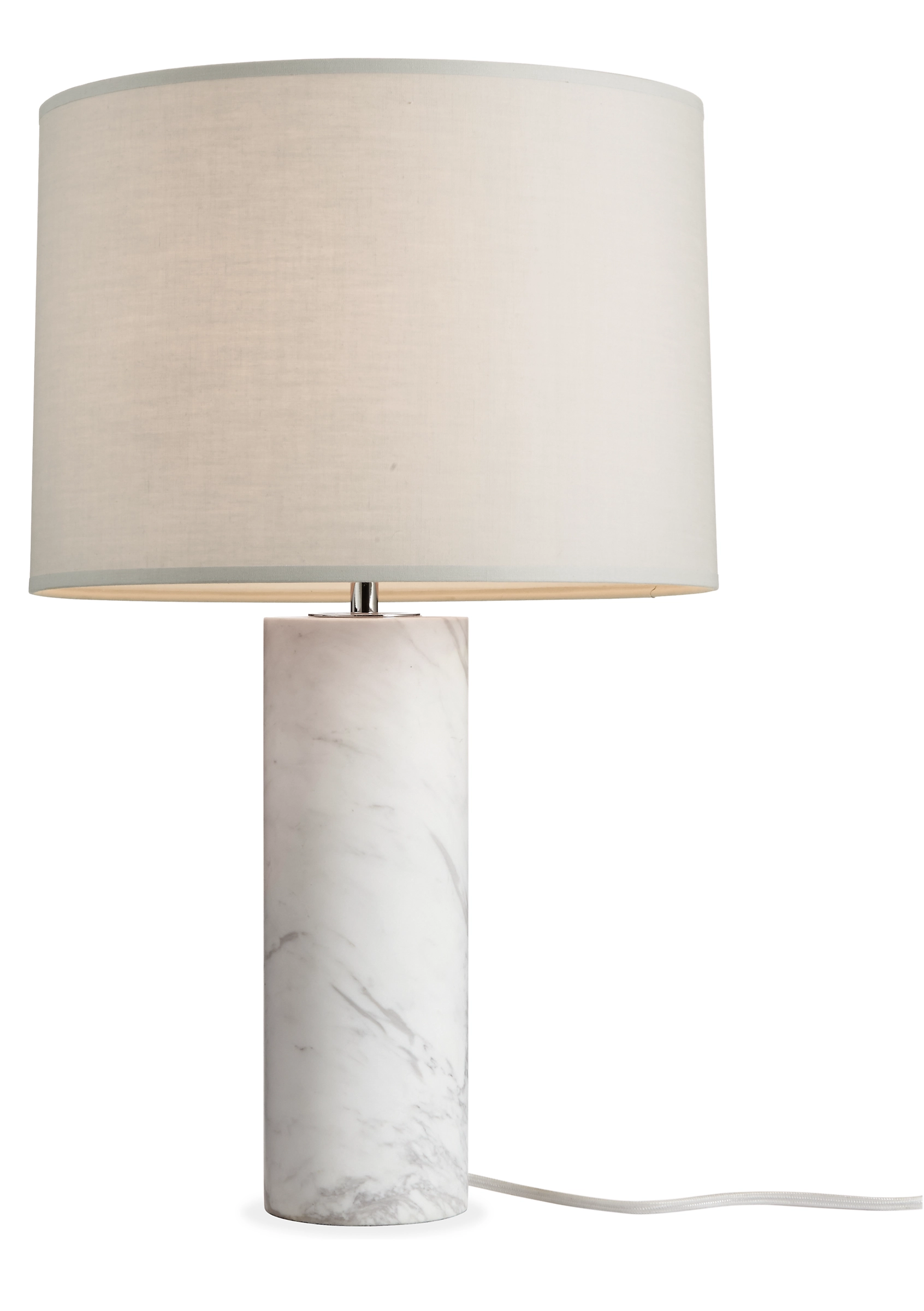 Ionic Table Lamp With White Marble Base And Grey Shade