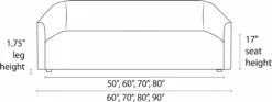 Ada 80" Sofa -Furniture Discount Shop Ada SF Front DimensionDrawing 20