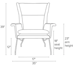 Aidan Chair -Furniture Discount Shop Aidan CH Front DimensionDrawing 20