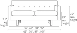 André 89" Sofa 23 André 89" Sofa -Furniture Discount Shop Andre SF Front DimensionDrawing 19
