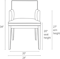 Ansel Side Chair -Furniture Discount Shop Ansel DR CH Arm Front DimensionDrawing 19