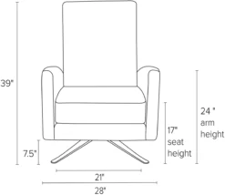 Arlo Select Recliner With -Furniture Discount Shop Arlo REC Curved Front DimensionDrawing 19