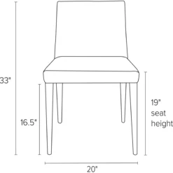 Ava Side Chair -Furniture Discount Shop Ava DR CH Front DimensionDrawing 19