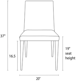 Ava Side Chair -Furniture Discount Shop Ava DR CH High Front DimensionDrawing 19