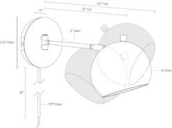 Camber Wall Sconce -Furniture Discount Shop Camber 376625 DimensionDrawing