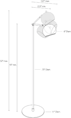 Camber Floor Lamp -Furniture Discount Shop Camber 829568 DimensionDrawing
