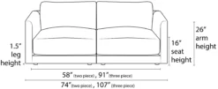 Clemens 90" Sofa 24 Clemens 90" Sofa -Furniture Discount Shop Clemens SF Front DimensionDrawing 21