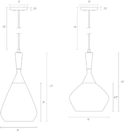 Cloak 9 Diam 17h Pendant -Furniture Discount Shop Cloak 914915 DimensionDrawing