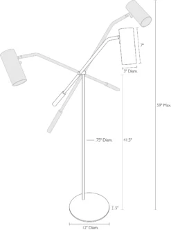 Coda Floor Lamp -Furniture Discount Shop Coda 725339 DimensionDrawing