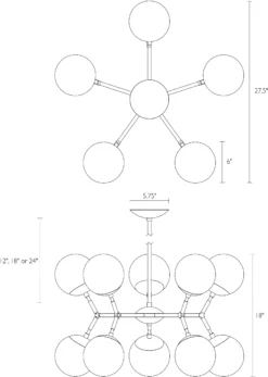 Cosma Chandelier -Furniture Discount Shop Cosma 096327 DimensionDrawing