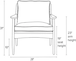 Ericson Lounge Chair -Furniture Discount Shop Ericson CH Front DimensionDrawing 19