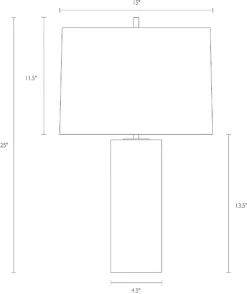 Ionic Table Lamp With White Marble Base And Grey Shade -Furniture Discount Shop Ionic 816683 DimensionDrawing