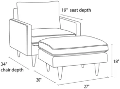 Jasper Ottoman -Furniture Discount Shop Jasper 30 CH OTT DimensionDrawing 21