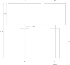 Madison Crystal Table Lamp -Furniture Discount Shop Madison 791267 DimensionDrawing