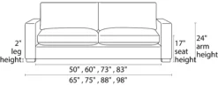 Metro 88" Two-Cushion Sofa -Furniture Discount Shop Metro SF Front DimensionDrawing 21