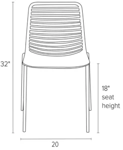 Mini Side Chair -Furniture Discount Shop Mini DR CH Front DimensionDrawing 19