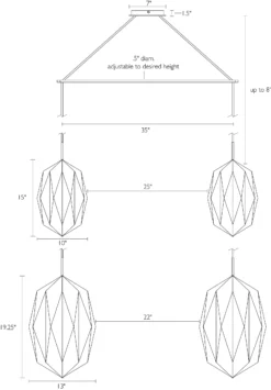 Orikata Double Pendant Fixture 16 Orikata Double Pendant Fixture -Furniture Discount Shop OrikataTeardropDouble 758558 DimensionDrawing