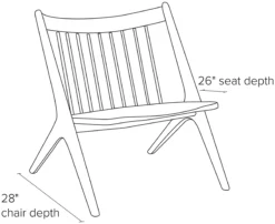 Oskar Armless Lounge Chair -Furniture Discount Shop Oskar CH Side DimensionDrawing 19