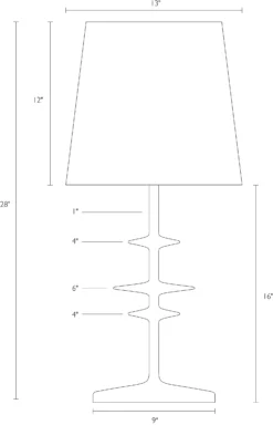 Parks Table Lamp -Furniture Discount Shop Parks 338155 DimensionDrawing