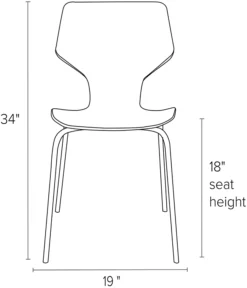 Pike Side Chair -Furniture Discount Shop Pike DR CH Front DimensionDrawing 19