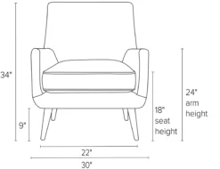 Quinn Chair -Furniture Discount Shop Quinn CH Front DimensionDrawing 19