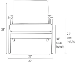 Sanna Chair -Furniture Discount Shop Sanna CH Front DimensionDrawing 19