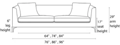Sterling 86" Sofa -Furniture Discount Shop Sterling SF Font DimensionDrawing 19