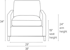 Stevens 38" Chair -Furniture Discount Shop Stevens CH Front DimensionDrawing 19