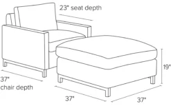 Stevens 37w 37d 19h Square Ottoman -Furniture Discount Shop Stevens CH OTT DimensionDrawing 19 1