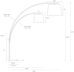 Streeter 84h Floor Lamp -Furniture Discount Shop Streeter 800500 627767 DimensionDrawing 20