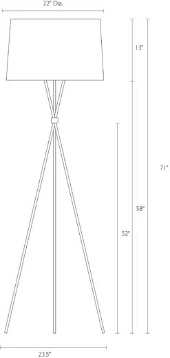 Tri-Plex Floor Lamp -Furniture Discount Shop Tri plex 074805 DimensionDrawing