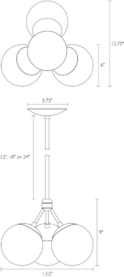 Triton Chandelier -Furniture Discount Shop Triton 358778 DimensionDrawing