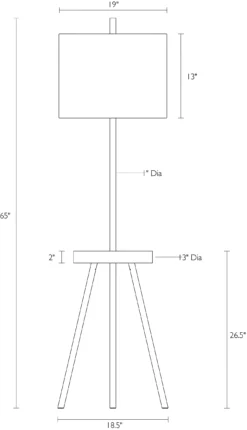 Winford Floor Lamp -Furniture Discount Shop Winford 948473 DimensionDrawing