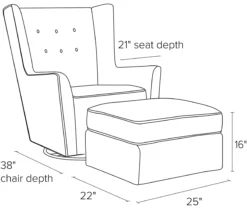 Wren Glider Ottoman -Furniture Discount Shop Wren CH OTT Swivel DimensionDrawing 19 1