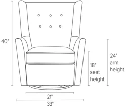 Wren Swivel Glider Chair -Furniture Discount Shop Wren CH Swivel Front DimensionDrawing 19