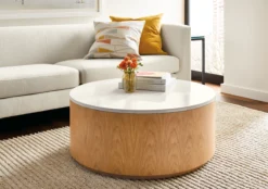 Liam 36 Diam 15h Round Coffee Table With Stone Top -Furniture Discount Shop liam 270204 20e
