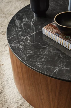 Liam 36 Diam 15h Round Coffee Table With Stone Top