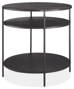Slim 25 Diam 24h Round End Table With Shelves